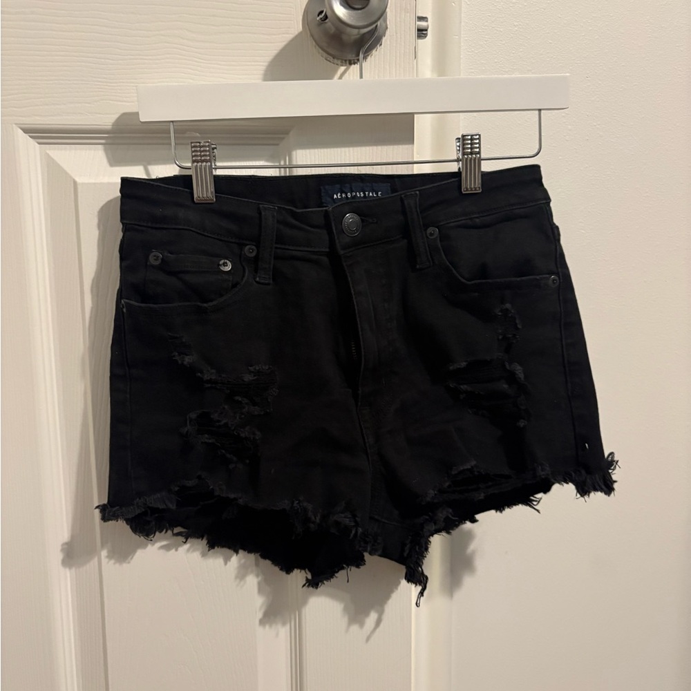 Aeropostale Women's Black Distressed Shorts